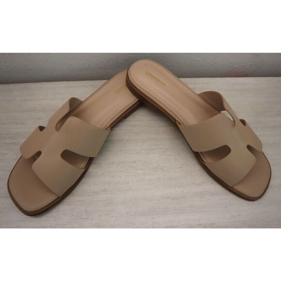 Cushionaire Women's Sz 12W Tan Voyage Slide Sandals + Memory Foam - Picture 4 of 16